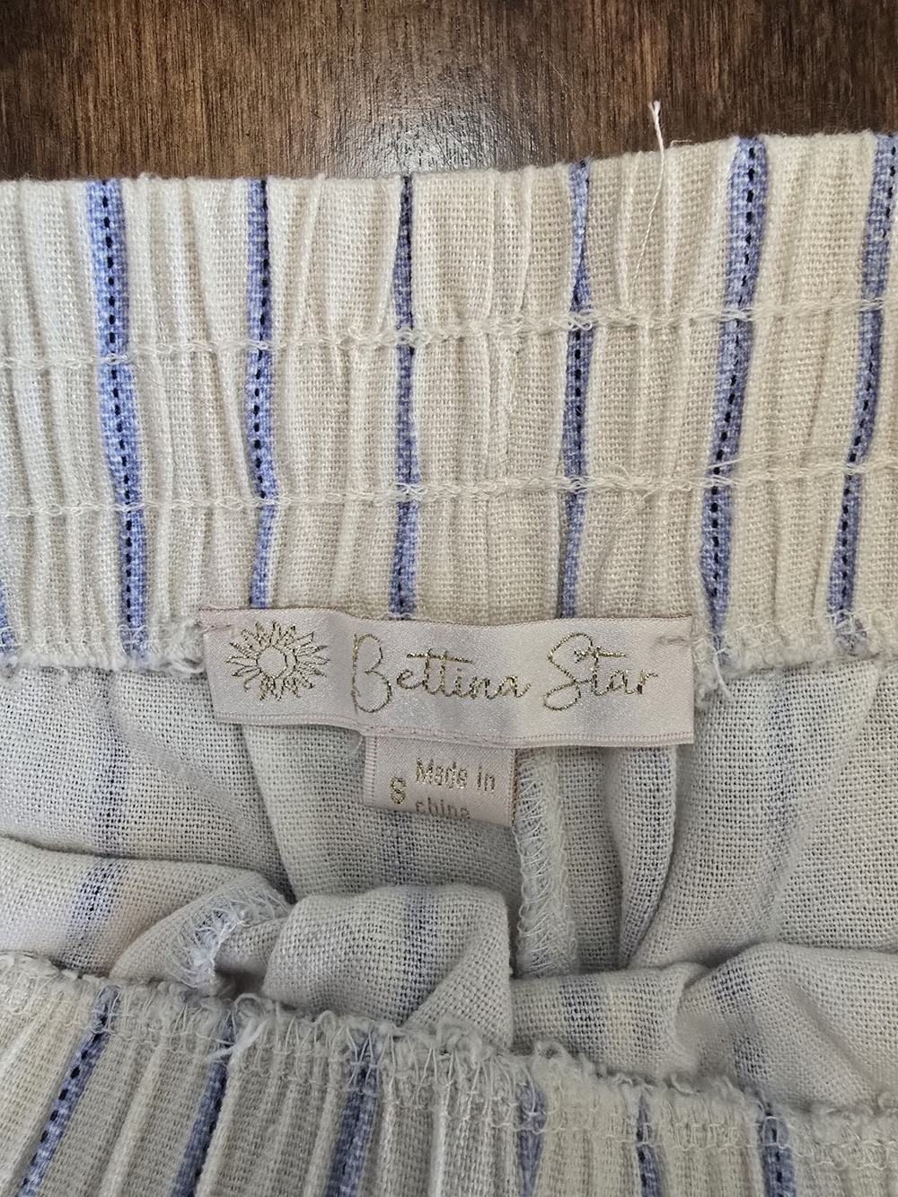 Striped Drawstring Lightweight  Shorts in White & Light Blue - Picture 2 of 3
